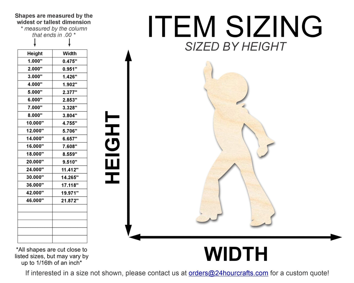 Unfinished Wood Disco Man Shape | DIY Craft Cutout | up to 46" DIY - NameSigns.com