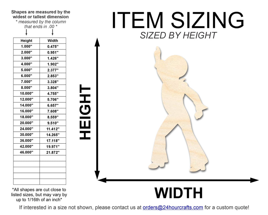 Unfinished Wood Disco Man Shape | DIY Craft Cutout | up to 46" DIY - NameSigns.com