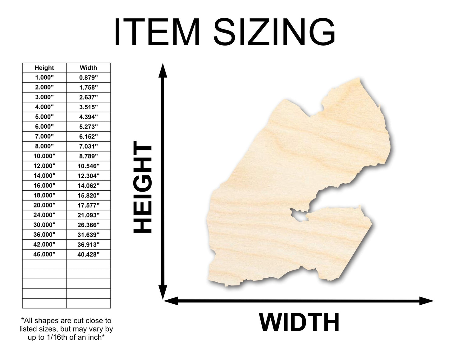 Unfinished Wood Djibouti Country Shape - East African Craft - up to 46" DIY - NameSigns.com
