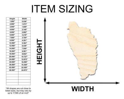 Unfinished Wood Dominica Country Shape - Caribbean Craft - up to 46" DIY - NameSigns.com