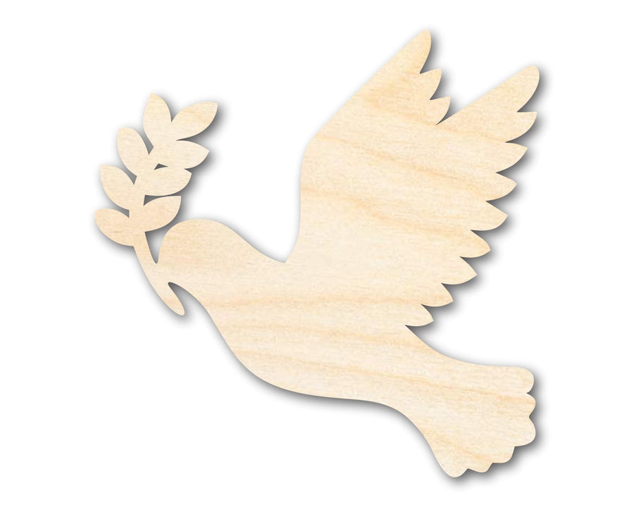 Unfinished Wood Dove and Olive Branch Shape | DIY Craft Cutout | up to 46" DIY - NameSigns.com