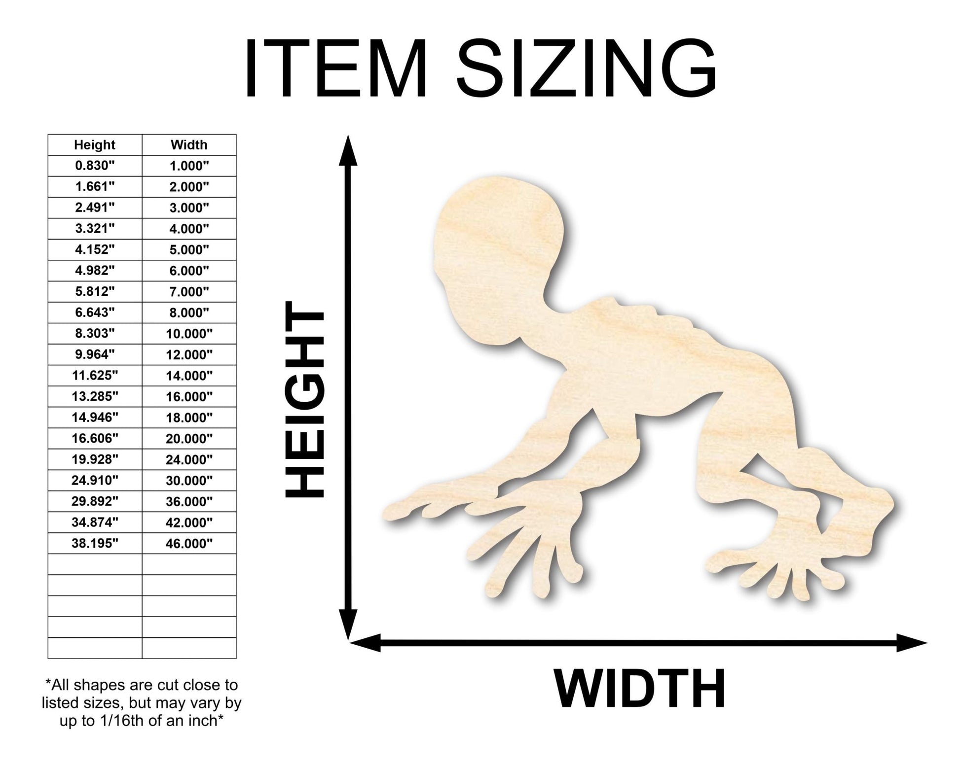 Unfinished Wood Dover Demon Shape - Craft - up to 46" - NameSigns.com