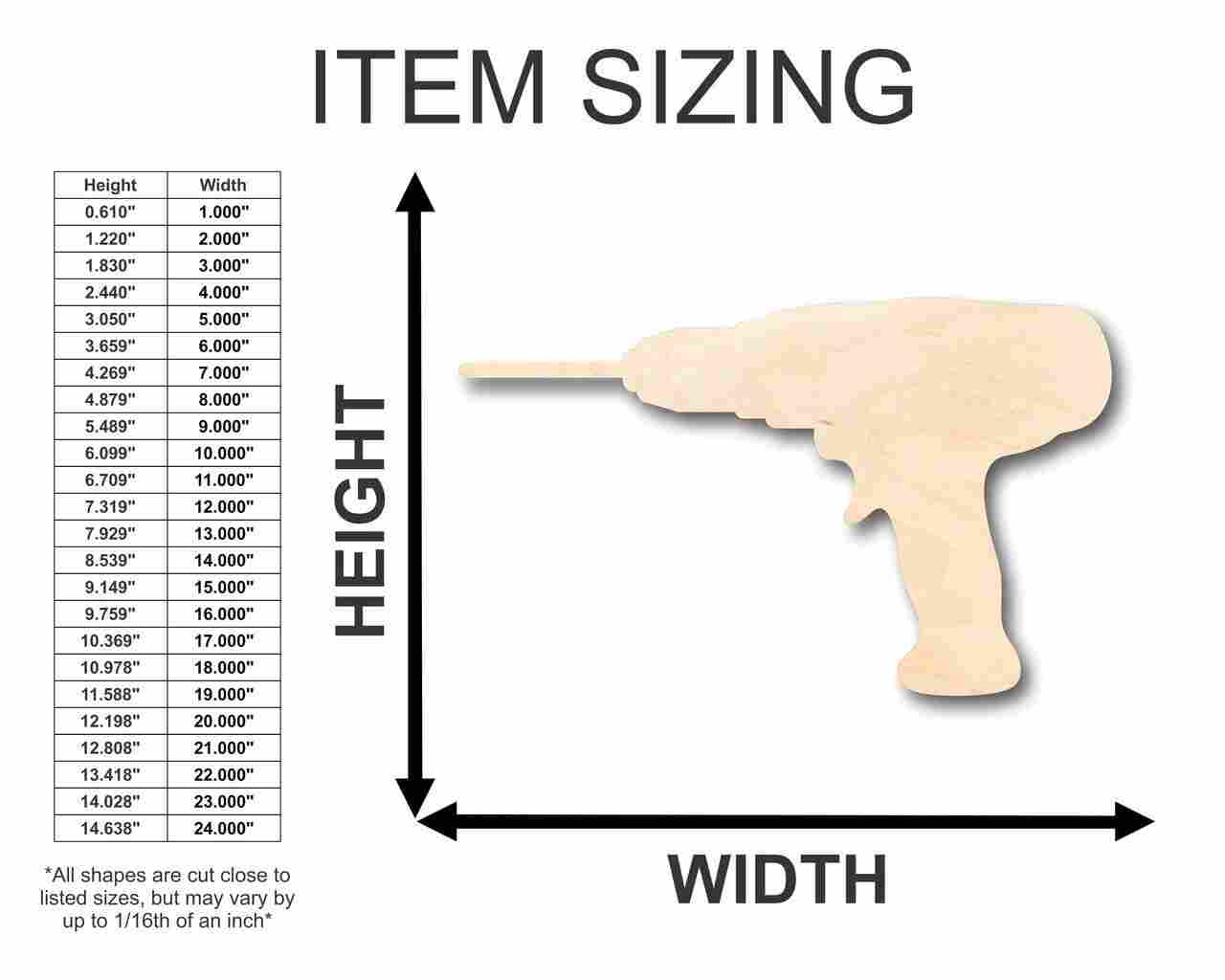 Unfinished Wood Drill Shape - Tool - Craft - up to 46" DIY - NameSigns.com