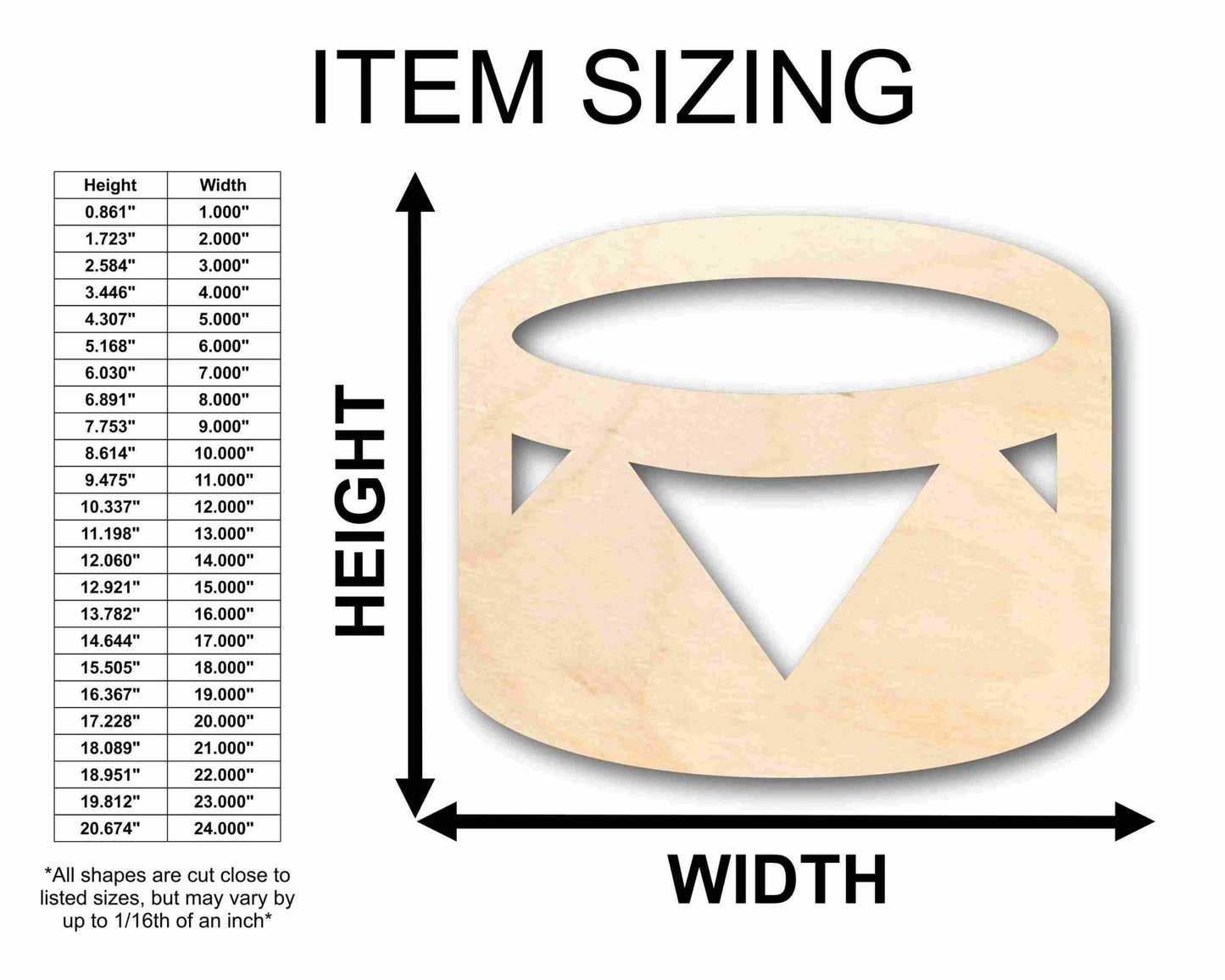 Unfinished Wood Drum Instrument Silhouette - Craft - up to 46" DIY - NameSigns.com