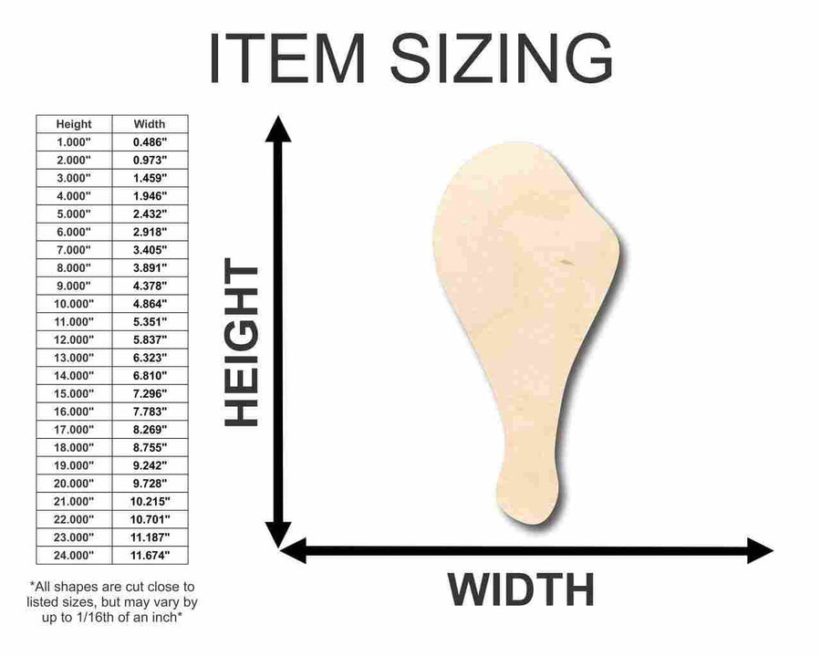 Unfinished Wood Drumstick Shape - Kitchen - Food - Craft - up to 46" DIY - NameSigns.com