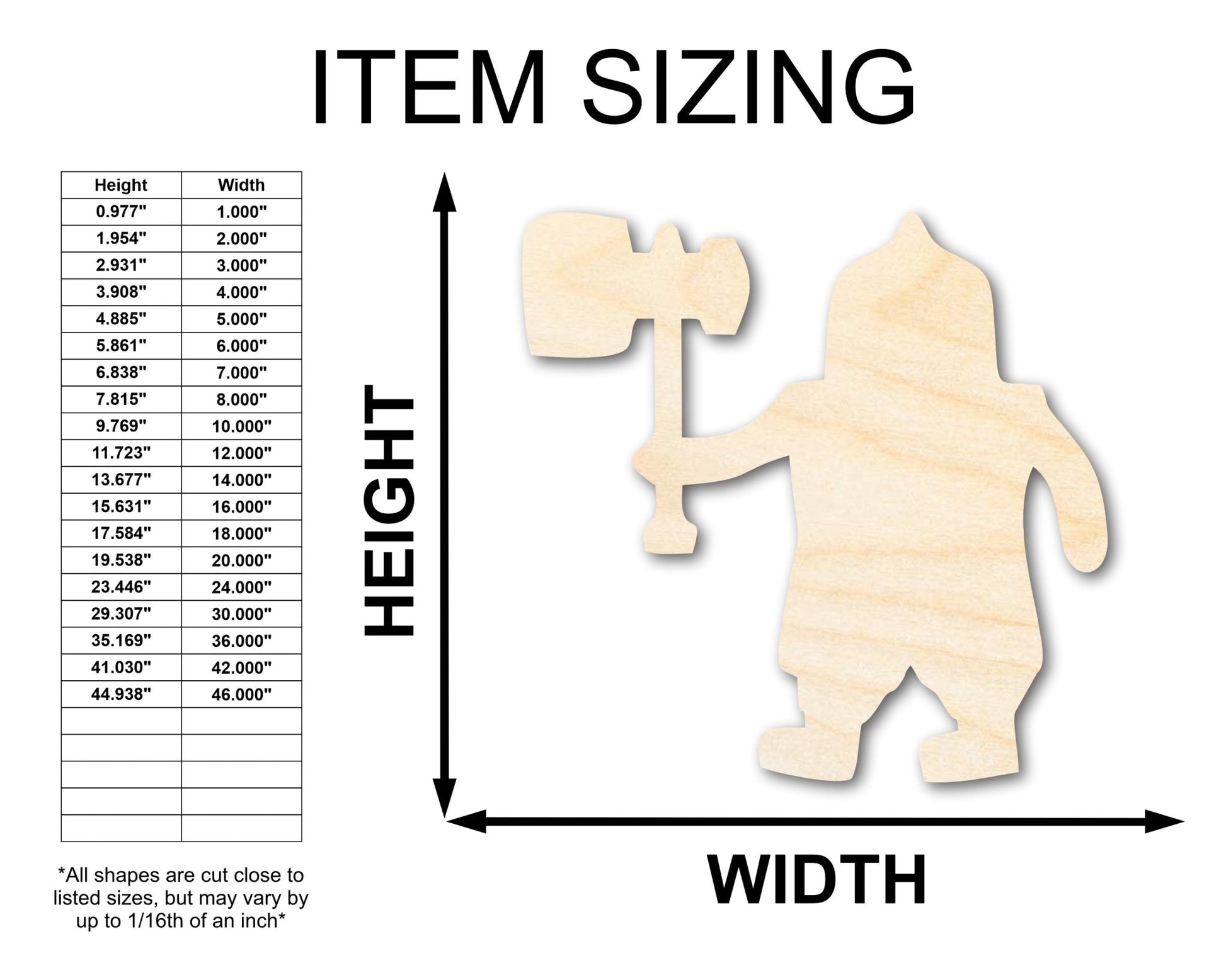 Unfinished Wood Dwarf Shape - Craft - up to 46" - NameSigns.com