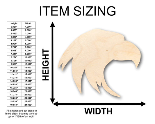 Unfinished Wood Eagle Head Patriotic Shape - Craft - up to 46" DIY - NameSigns.com