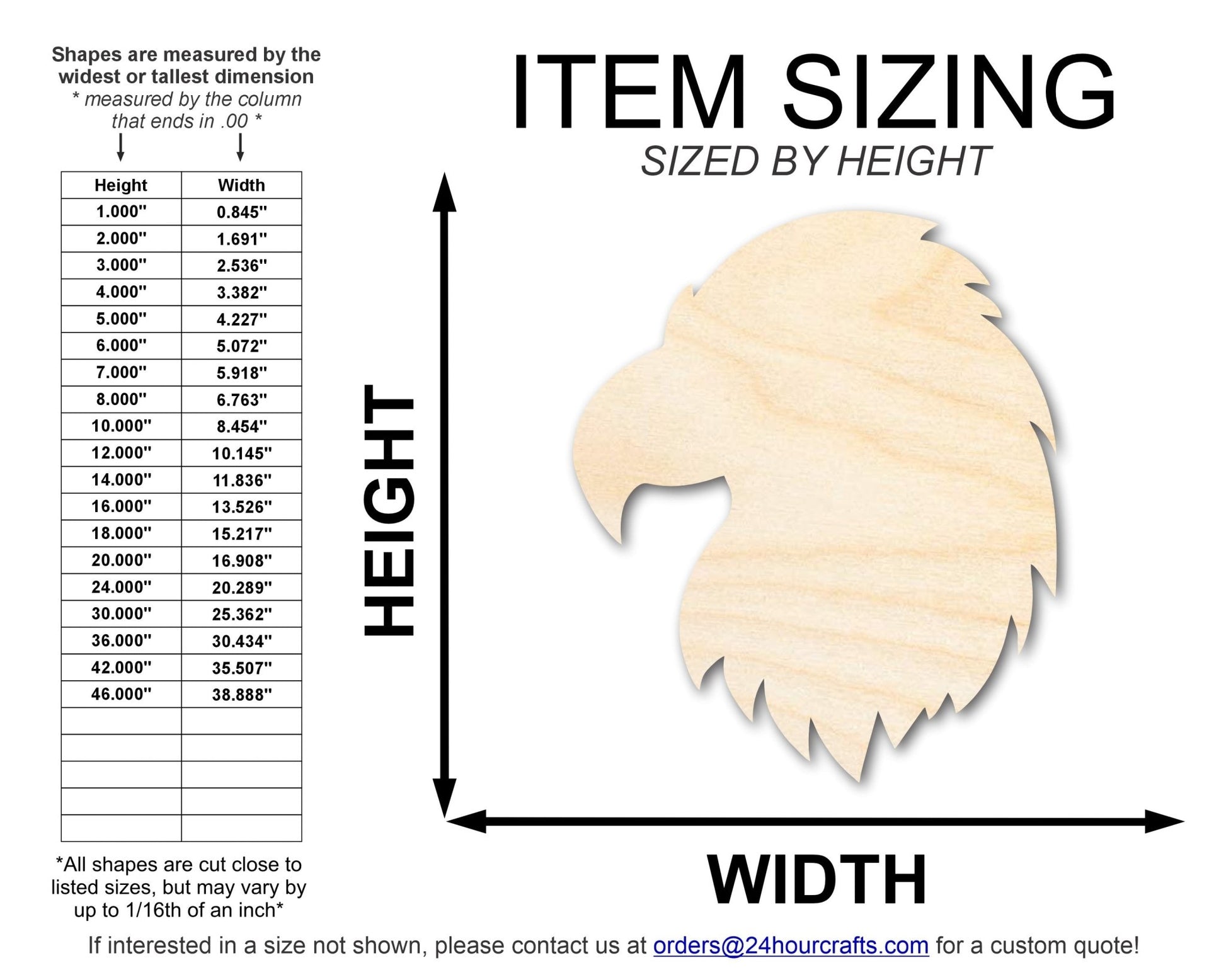 Unfinished Wood Eagle Head Shape | DIY Craft Cutout | up to 46" DIY - NameSigns.com