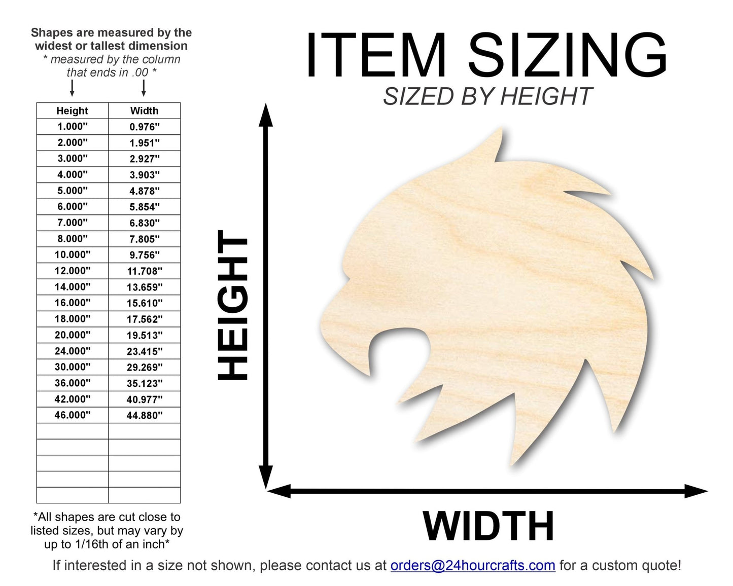 Unfinished Wood Eagle Mascot Shape | DIY Craft Cutout | up to 46" DIY - NameSigns.com