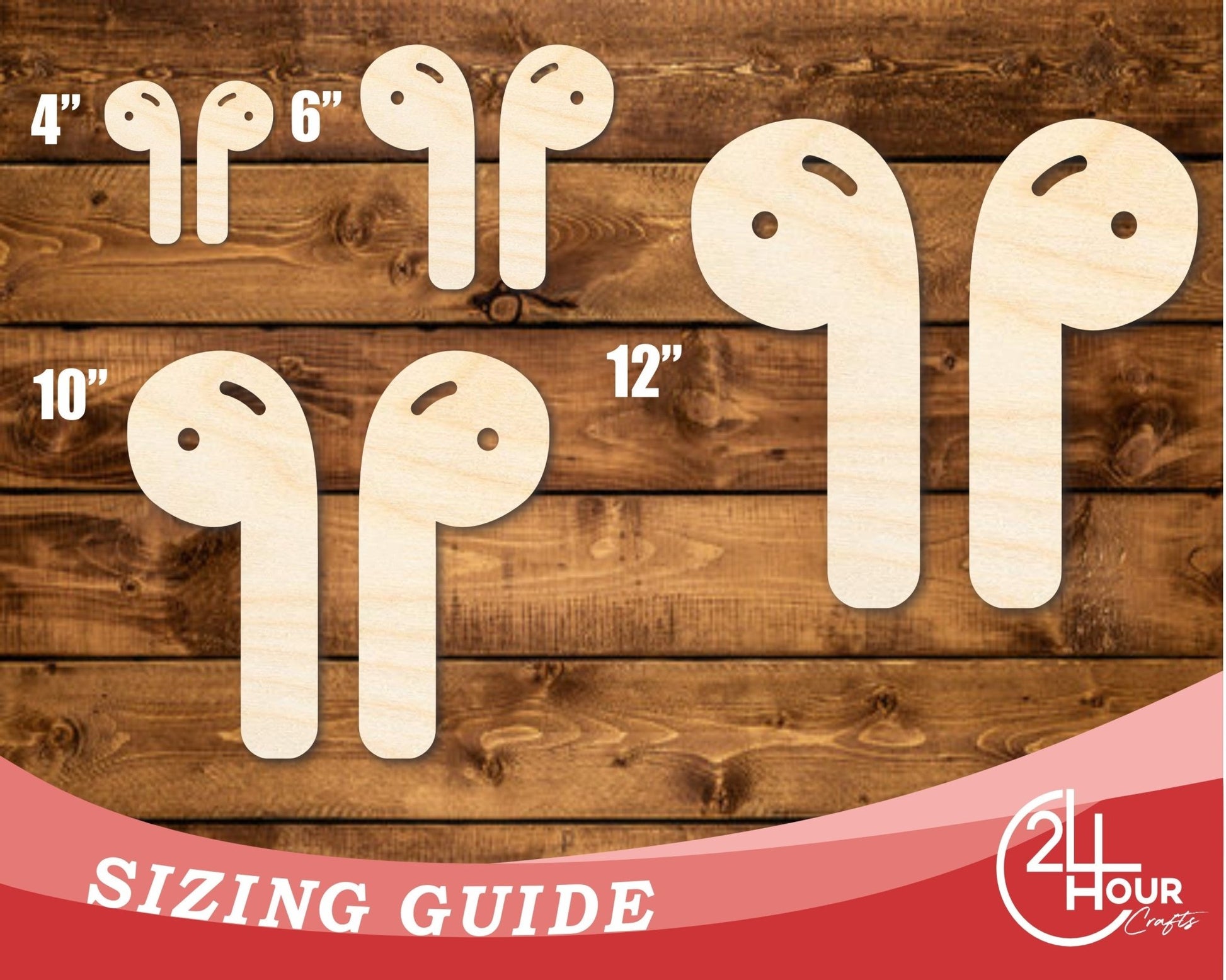 Unfinished Wood Earbuds Shape | DIY Craft Cutout | up to 46" DIY - NameSigns.com