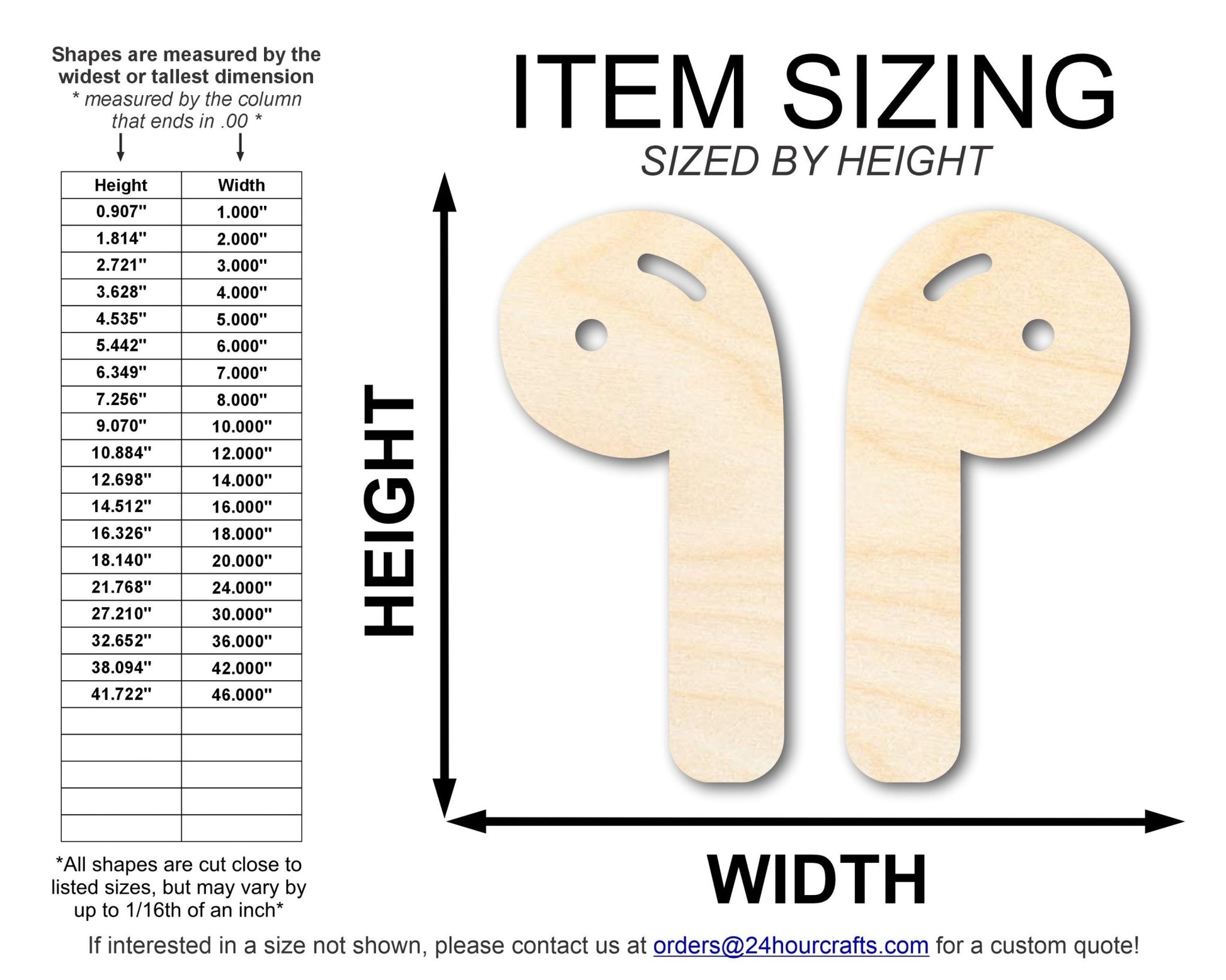 Unfinished Wood Earbuds Shape | DIY Craft Cutout | up to 46" DIY - NameSigns.com