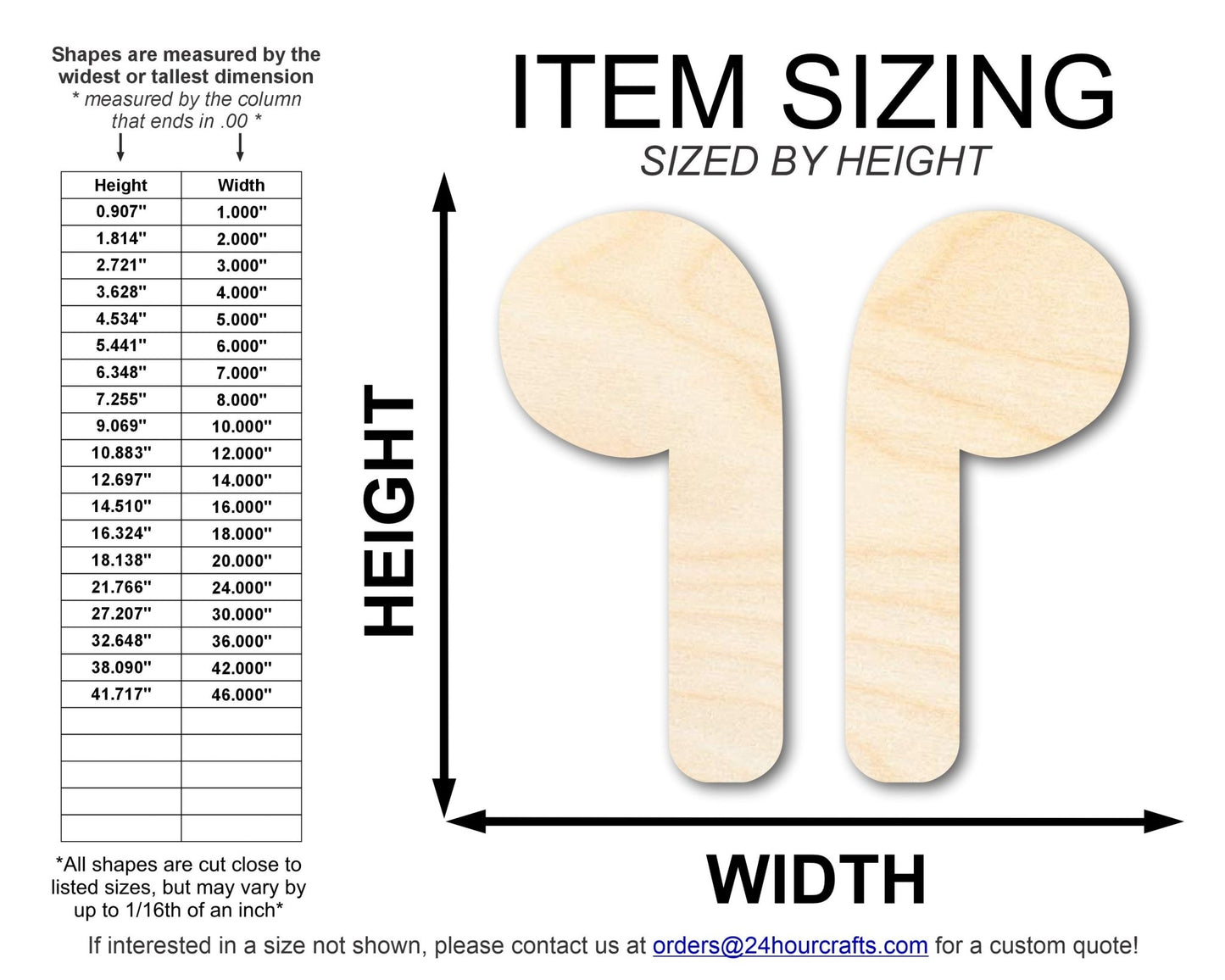 Unfinished Wood Earbuds Silhouette Shape | DIY Craft Cutout | up to 46" DIY - NameSigns.com