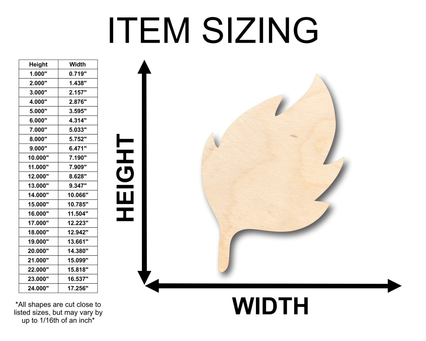 Unfinished Wood Earth Leaf Element Shape - Craft - up to 46" DIY - NameSigns.com