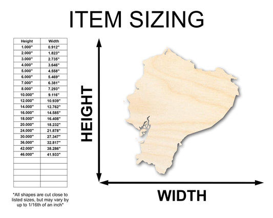 Unfinished Wood Ecuador Shape - Craft - up to 46" - NameSigns.com