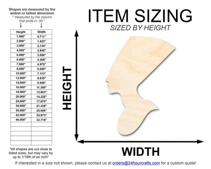 Unfinished Wood Egyptian Queen Shape | DIY Craft Cutout | up to 46" DIY - NameSigns.com