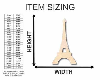 Unfinished Wood Eiffel Tower Shape - Paris - Monument - Craft - up to 46" DIY - NameSigns.com