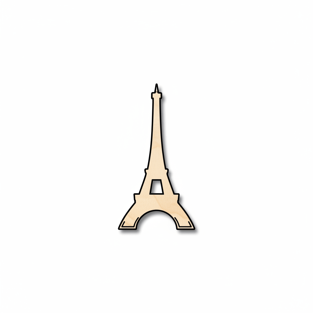 Unfinished Wood Eiffel Tower Wooden Cutout Shape - Baltic Birch Plywood - NameSigns.com