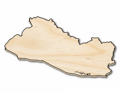 Unfinished Wood El Salvador Country Shape - Central America Craft - up to 46" DIY - NameSigns.com