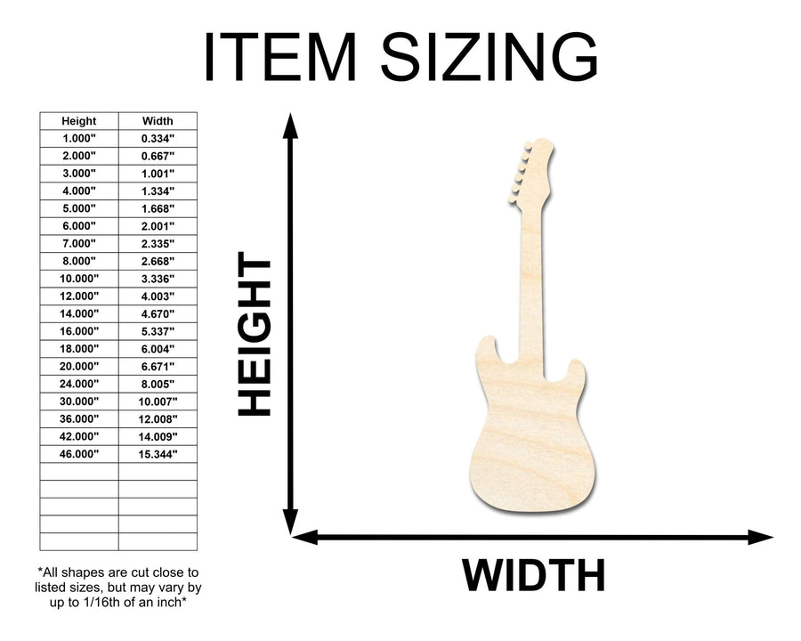 Unfinished Wood Electric Guitar Shape - Craft - up to 46" - NameSigns.com