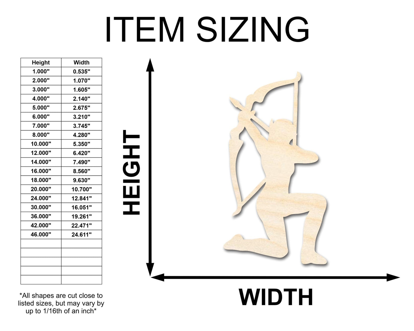 Unfinished Wood Elven Archer Shape - Craft - up to 46" - NameSigns.com