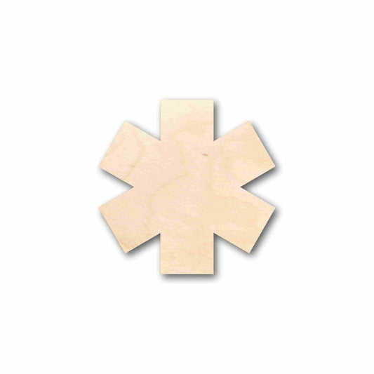 Unfinished Wood EMS Medical Life Star Badge Silhouette - Craft - up to 46" DIY - NameSigns.com