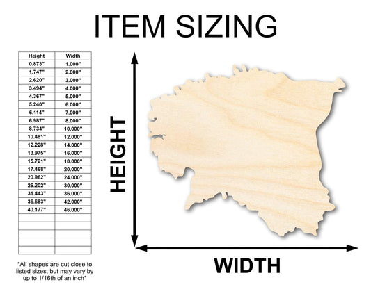 Unfinished Wood Estonia Country Shape - European Craft - up to 46" DIY - NameSigns.com