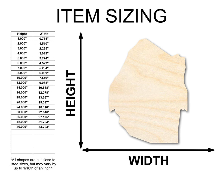 Unfinished Wood Eswatini Country Shape - South African Craft - up to 46" DIY - NameSigns.com