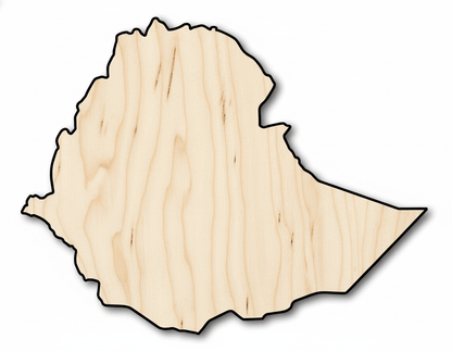 Unfinished Wood Ethiopia Country Shape - East African Craft - up to 46" DIY - NameSigns.com