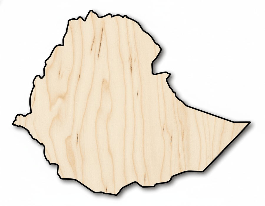 Unfinished Wood Ethiopia Country Shape - East African Craft - up to 46" DIY - NameSigns.com