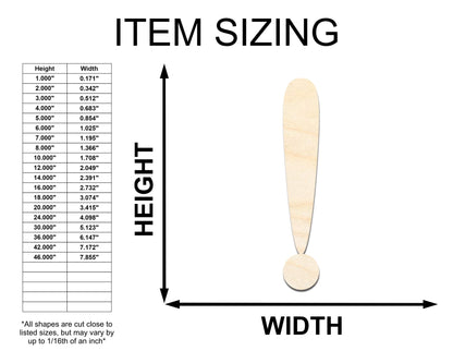 Unfinished Wood Exclamation Point Symbol - Craft - up to 46" DIY - NameSigns.com