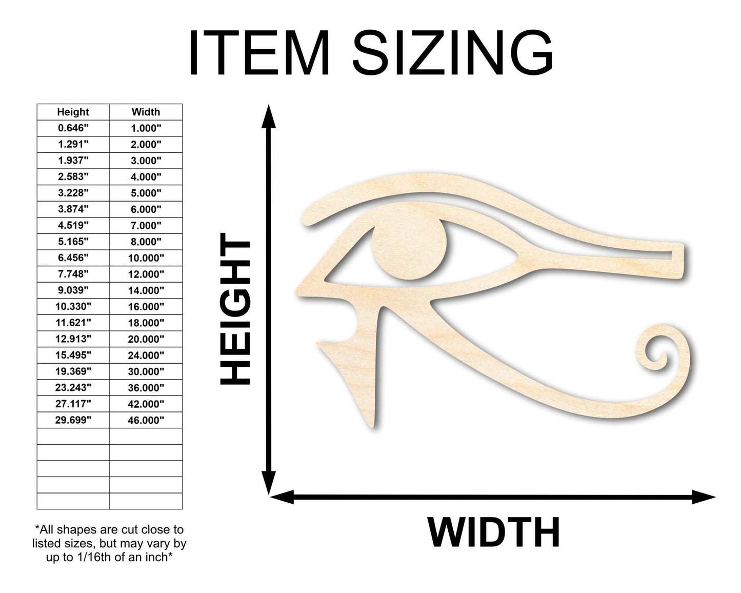 Unfinished Wood Eye of Ra Shape - Egypt - Mythical Craft - up to 46" DIY - NameSigns.com