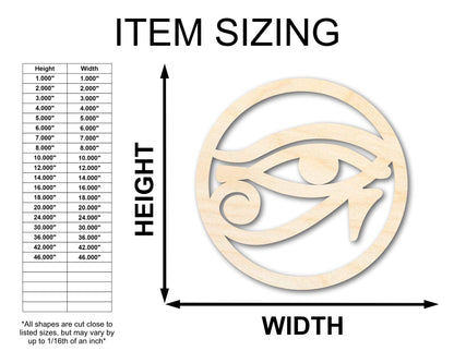 Unfinished Wood Eye of Ra Shape | Egyptian Hieroglyph Silhouette | Craft Cutout | up to 46" DIY - NameSigns.com