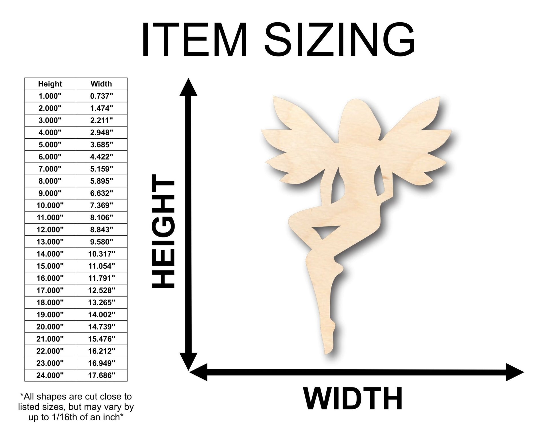 Unfinished Wood Fairy Shape - Craft - up to 46" DIY - NameSigns.com