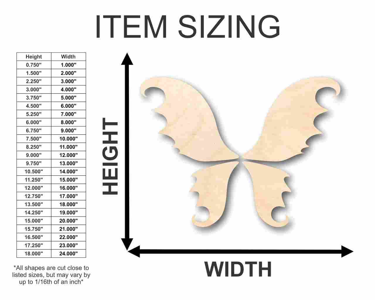 Unfinished Wood Fairy Wings Shape - Mythical - DIY Costume - 4 Piece Craft - up to 46" DIY - NameSigns.com