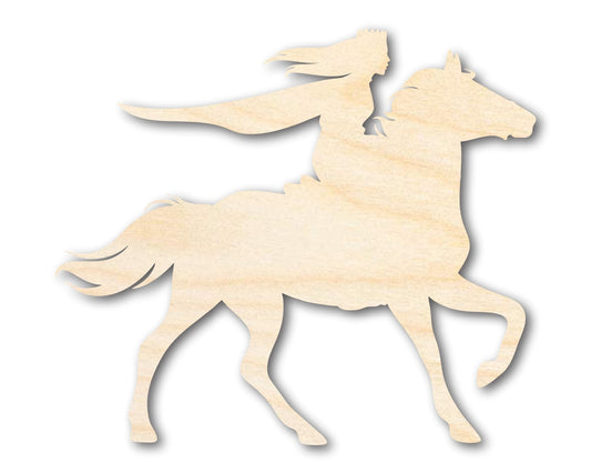 Unfinished Wood Fairytale Horse and Rider Shape - Craft - up to 46" - NameSigns.com