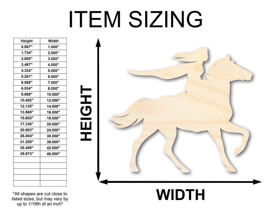 Unfinished Wood Fairytale Horse and Rider Shape - Craft - up to 46" - NameSigns.com