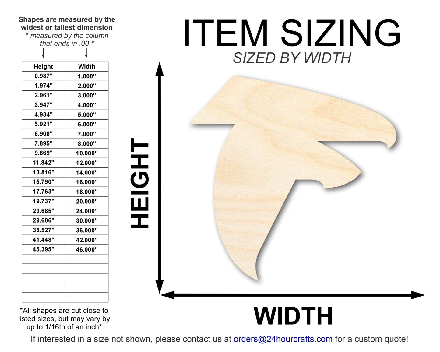 Unfinished Wood Falcon Mascot Shape | DIY Craft Cutout | up to 46" DIY - NameSigns.com