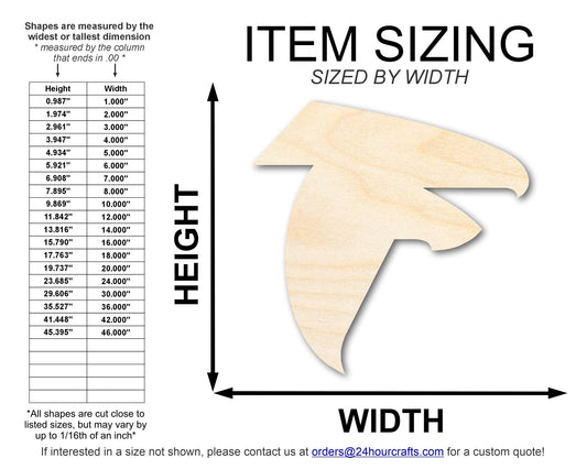 Unfinished Wood Falcon Mascot Shape | DIY Craft Cutout | up to 46" DIY - NameSigns.com
