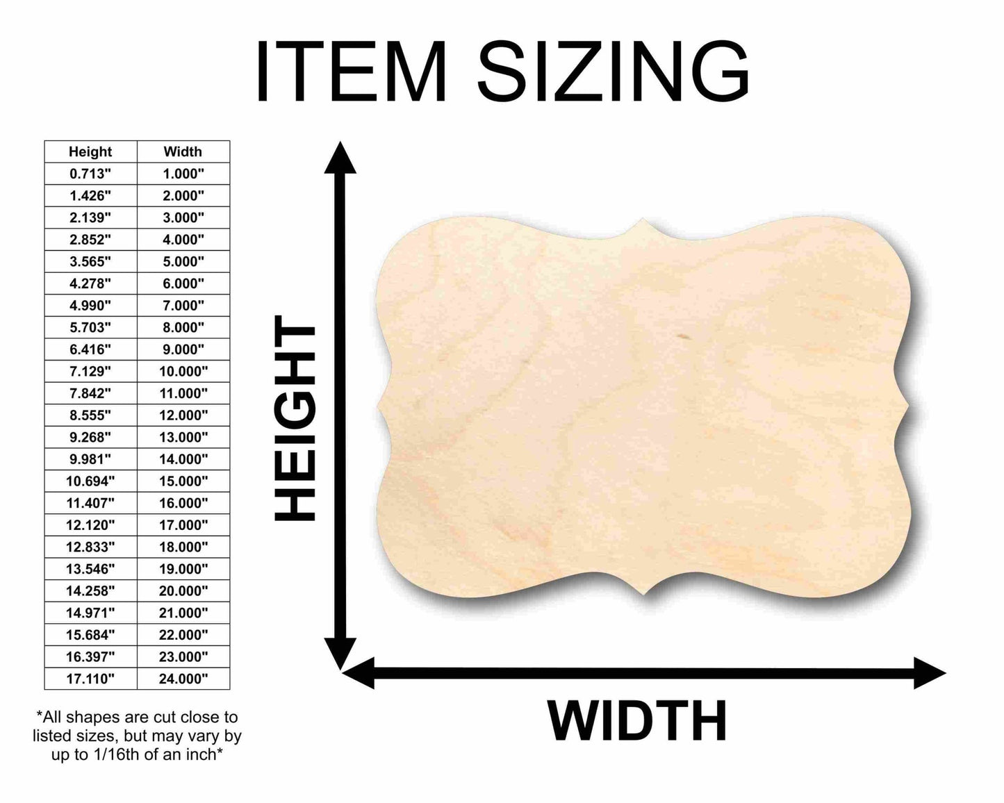 Unfinished Wood Fancy Award Craft Plaque Silhouette - Craft - up to 46" DIY - NameSigns.com