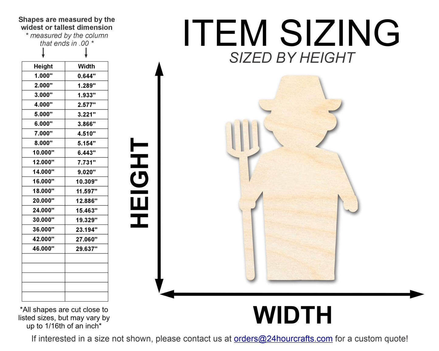 Unfinished Wood Farmer Shape | DIY Craft Cutout | up to 46" DIY - NameSigns.com