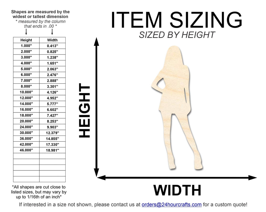 Unfinished Wood Female Idol Shape | DIY Craft Cutout | up to 46" DIY - NameSigns.com