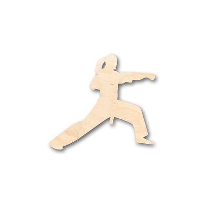 Unfinished Wood Female Martial Arts Karate Shape - Craft - up to 46" DIY - NameSigns.com