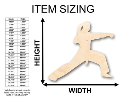 Unfinished Wood Female Martial Arts Karate Shape - Craft - up to 46" DIY - NameSigns.com