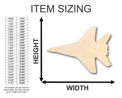 Unfinished Wood Fighter Jet Airplane Shape - Craft - up to 46" DIY - NameSigns.com