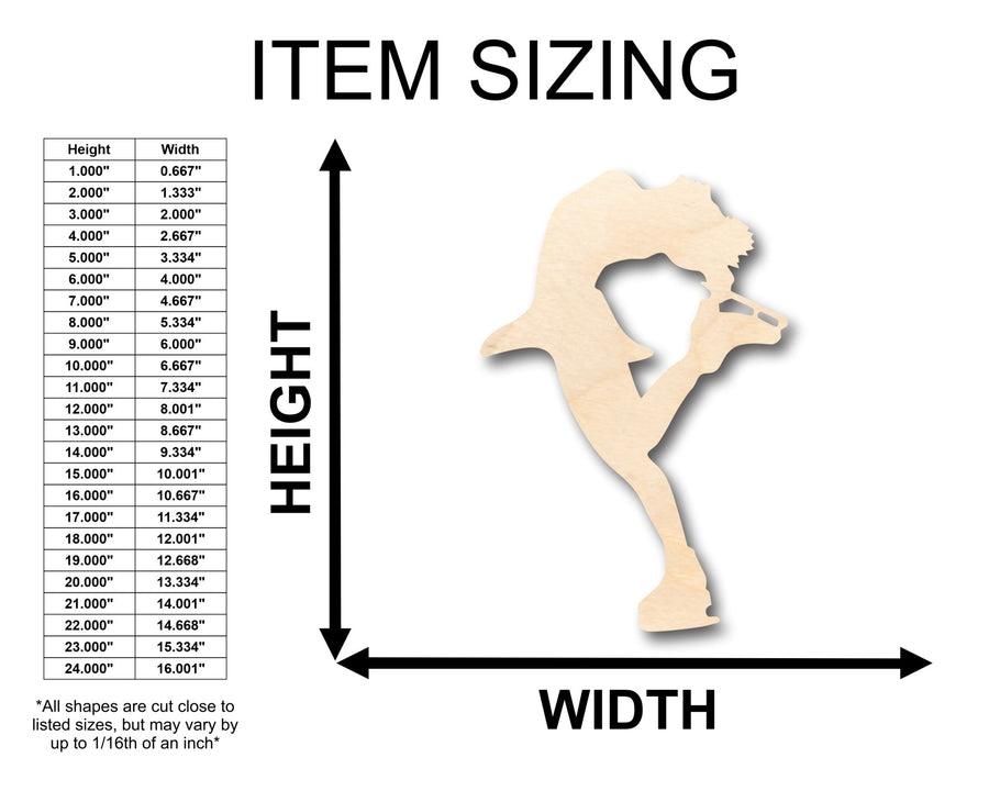 Unfinished Wood Figure Skating Shape - Craft - up to 46" DIY - NameSigns.com
