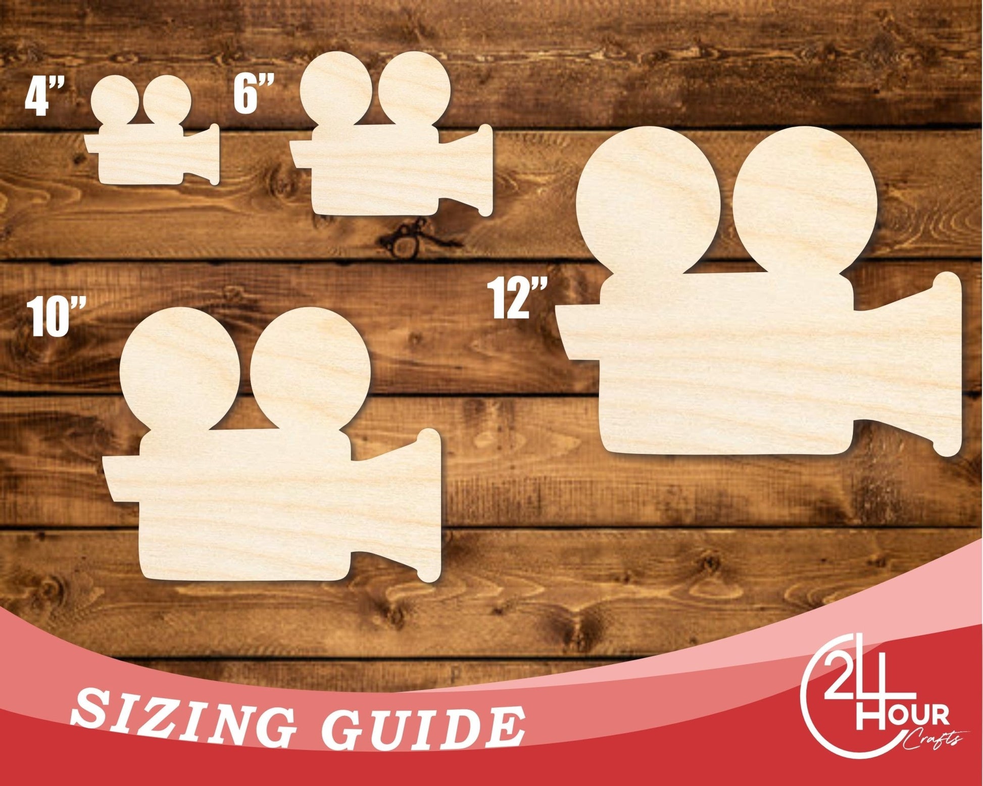 Unfinished Wood Film Camera Shape | DIY Craft Cutout | up to 46" DIY - NameSigns.com