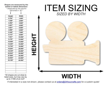 Unfinished Wood Film Camera Shape | DIY Craft Cutout | up to 46" DIY - NameSigns.com