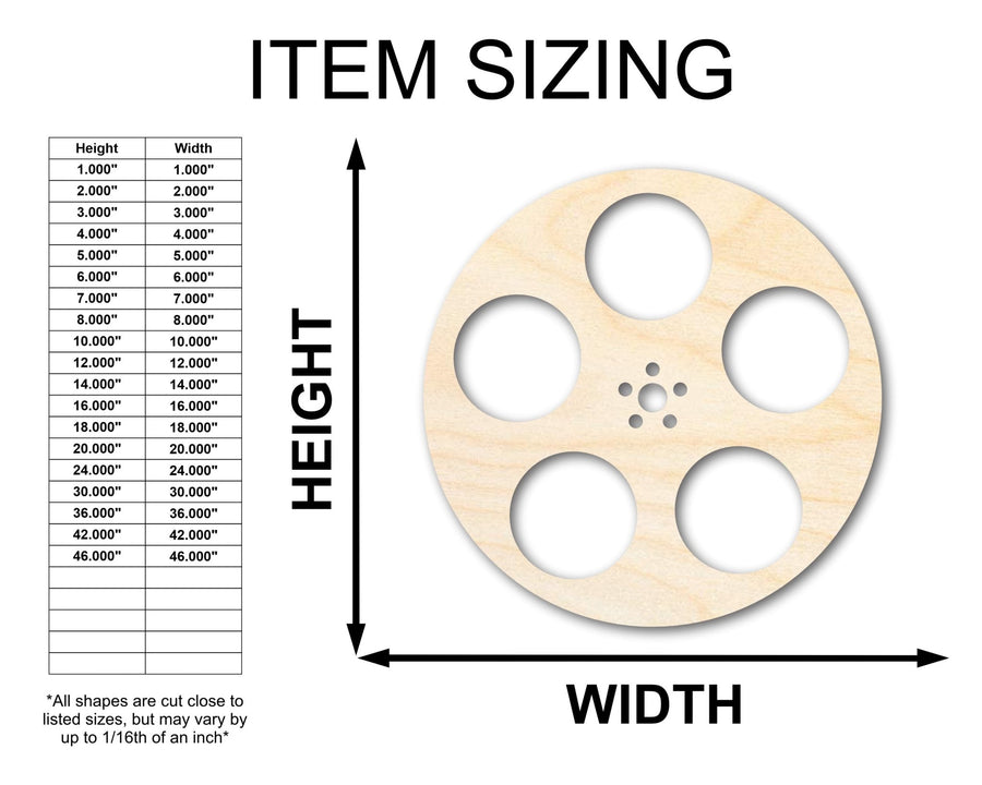 Unfinished Wood Film Reel Shape | Craft Cutout | up to 46" DIY - NameSigns.com