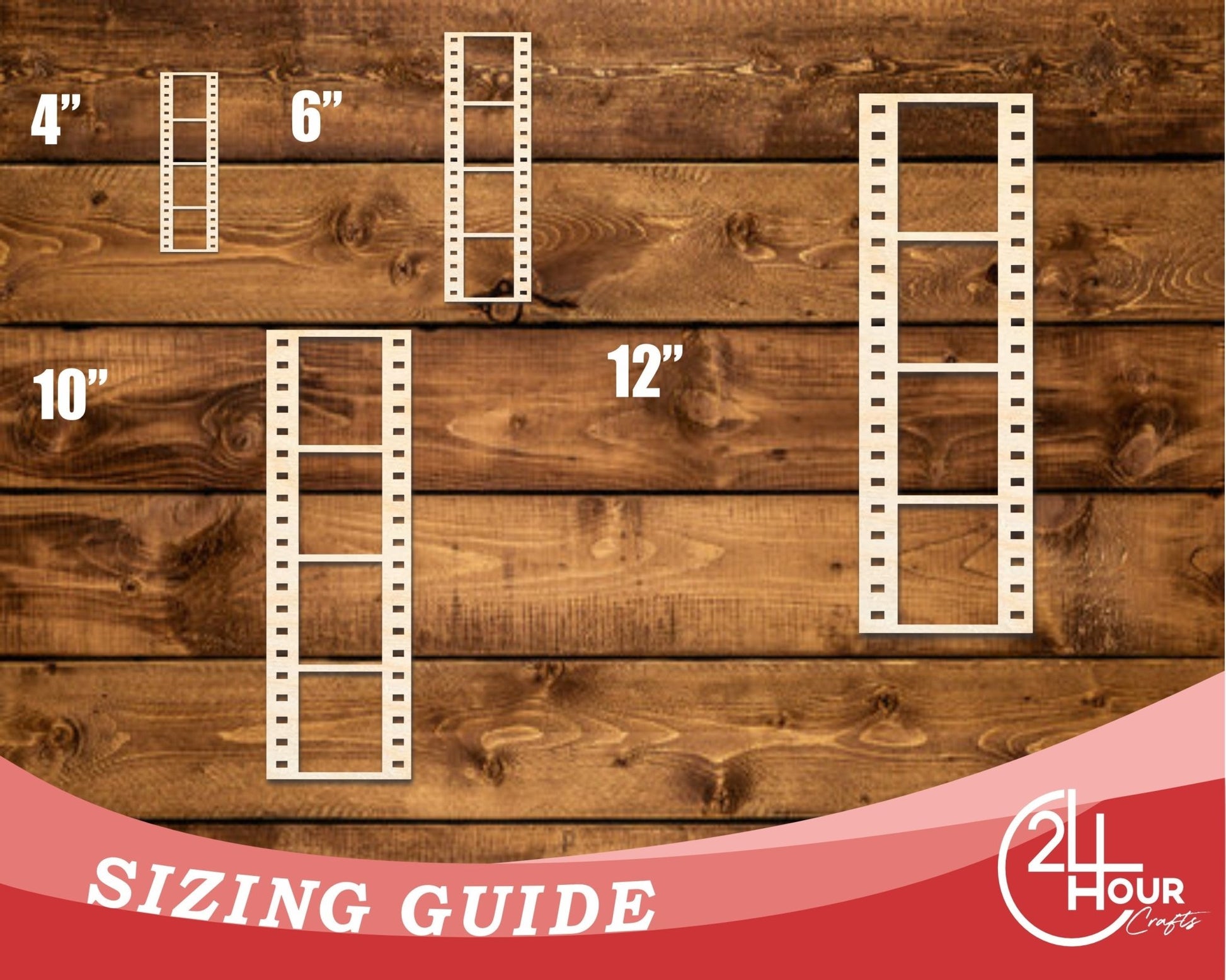 Unfinished Wood Film Strip Shape | DIY Craft Cutout | up to 46" DIY - NameSigns.com