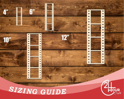 Unfinished Wood Film Strip Shape | DIY Craft Cutout | up to 46" DIY - NameSigns.com